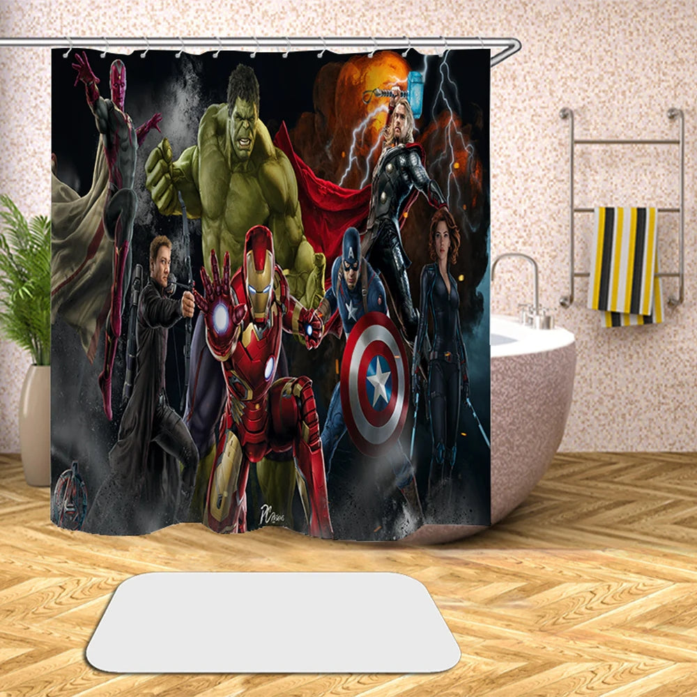 Marvels Avengers Shower Curtain Waterproof Bath Curtains Bathroom Decor With Hooks