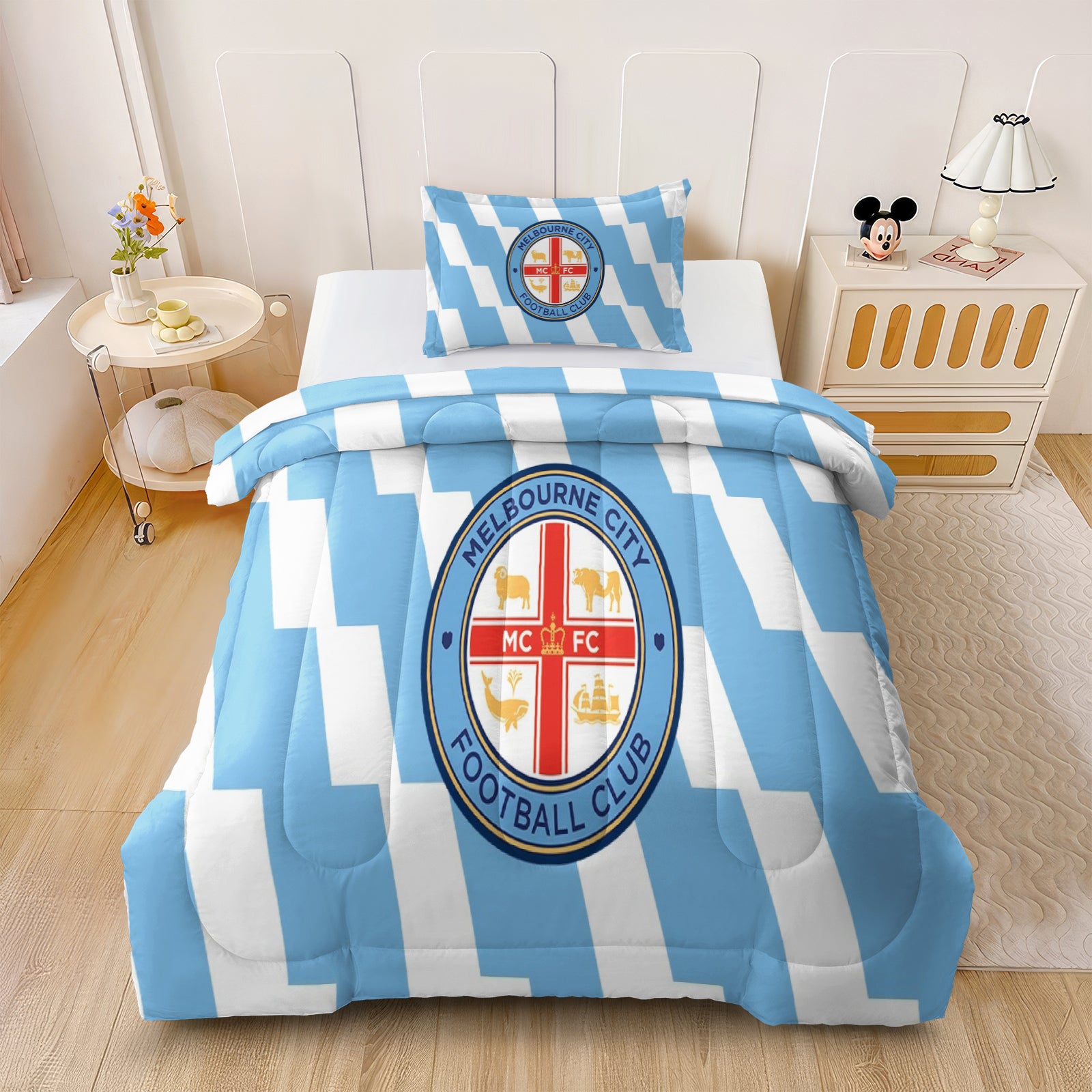 Melbourne City FC Soccer Comforter Pillowcase Sets Blanket All Season Reversible Quilted Duvet