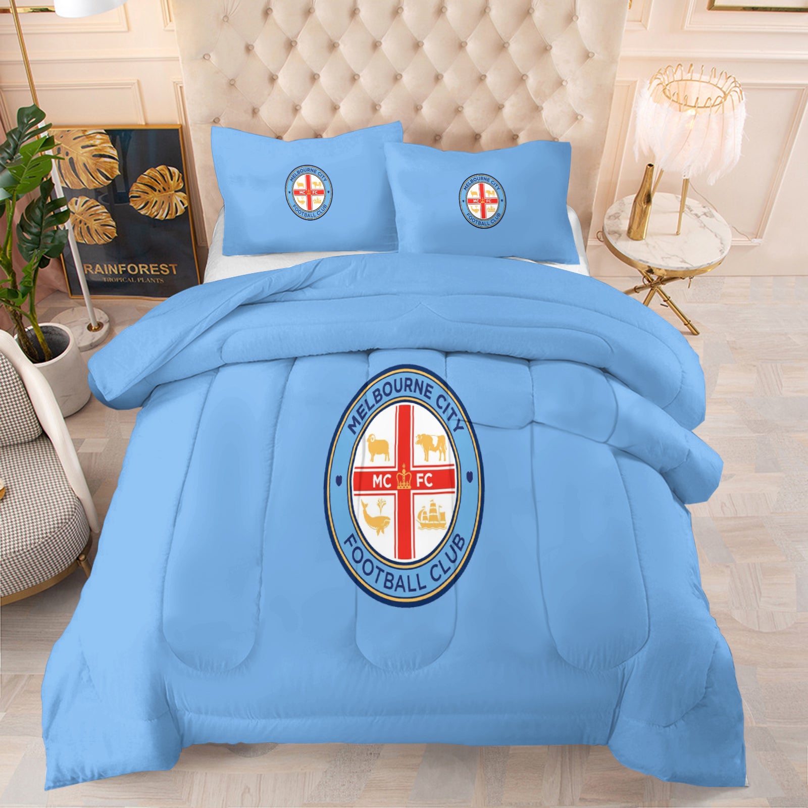 Melbourne City FC Soccer Comforter Pillowcase Sets Blanket All Season Reversible Quilted Duvet