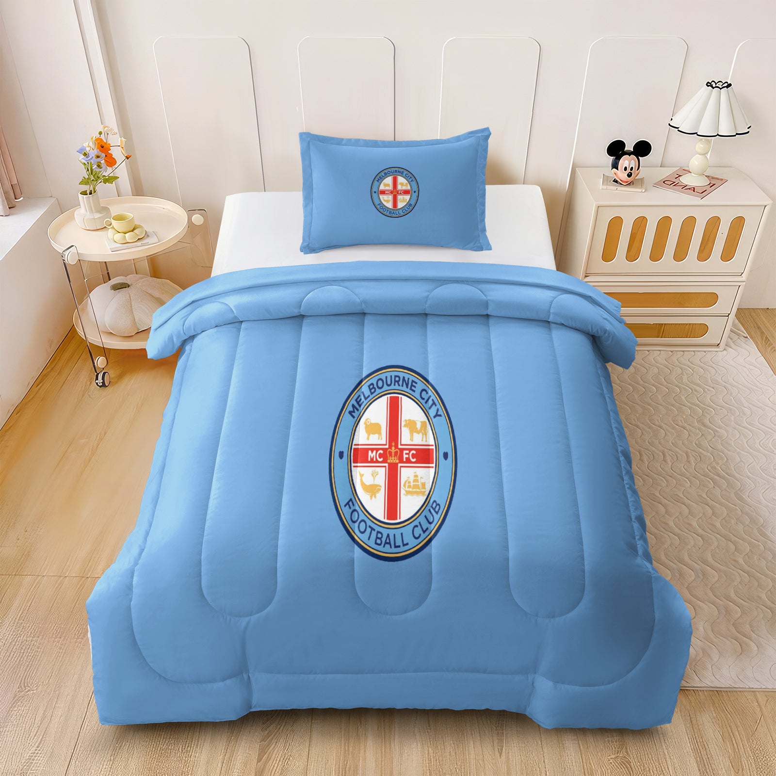 Melbourne City FC Soccer Comforter Pillowcase Sets Blanket All Season Reversible Quilted Duvet