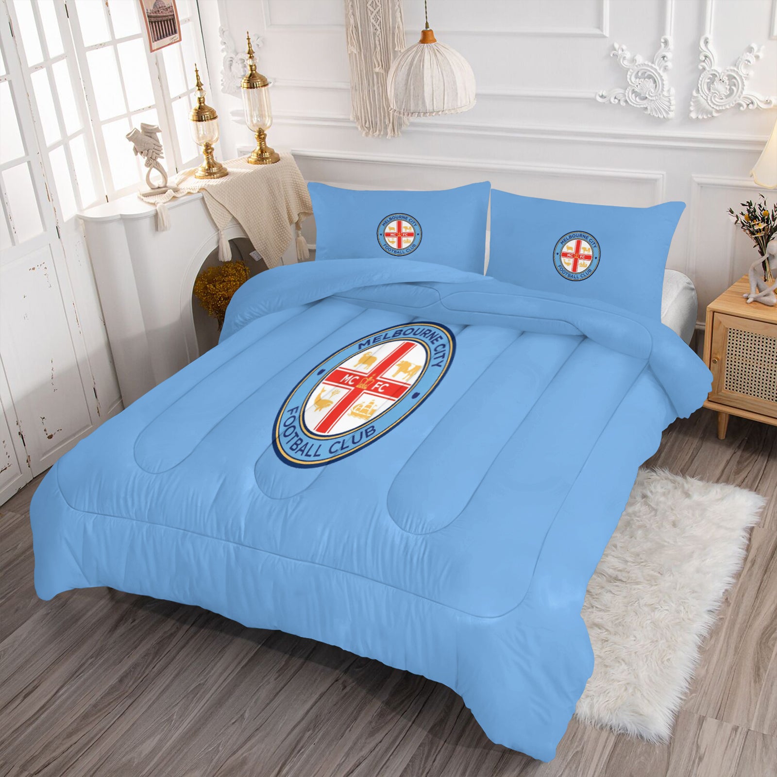 Melbourne City FC Soccer Comforter Pillowcase Sets Blanket All Season Reversible Quilted Duvet