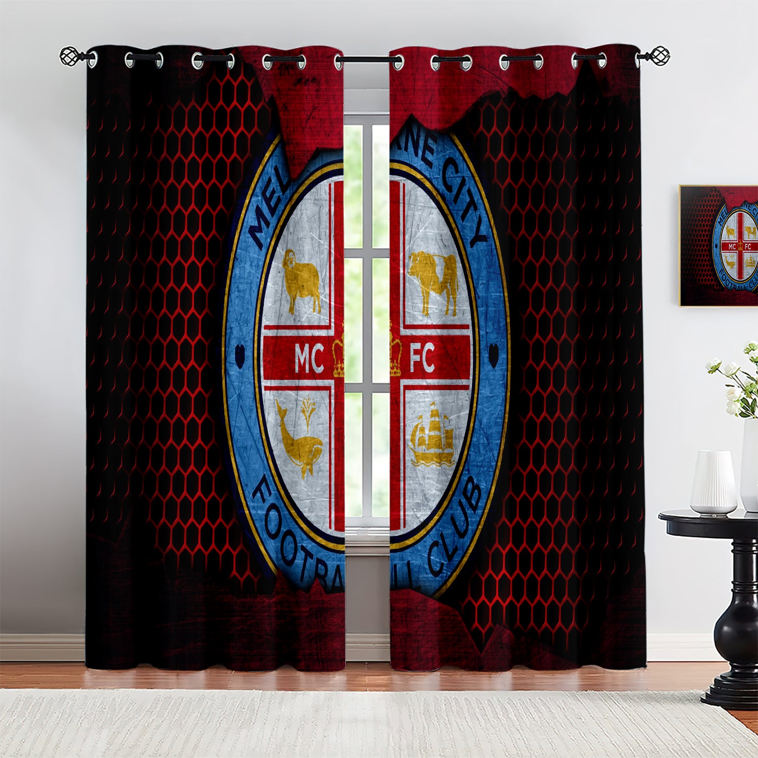 Melbourne City FC Soccer Blackout Curtains Drapes for Window Treatment Set