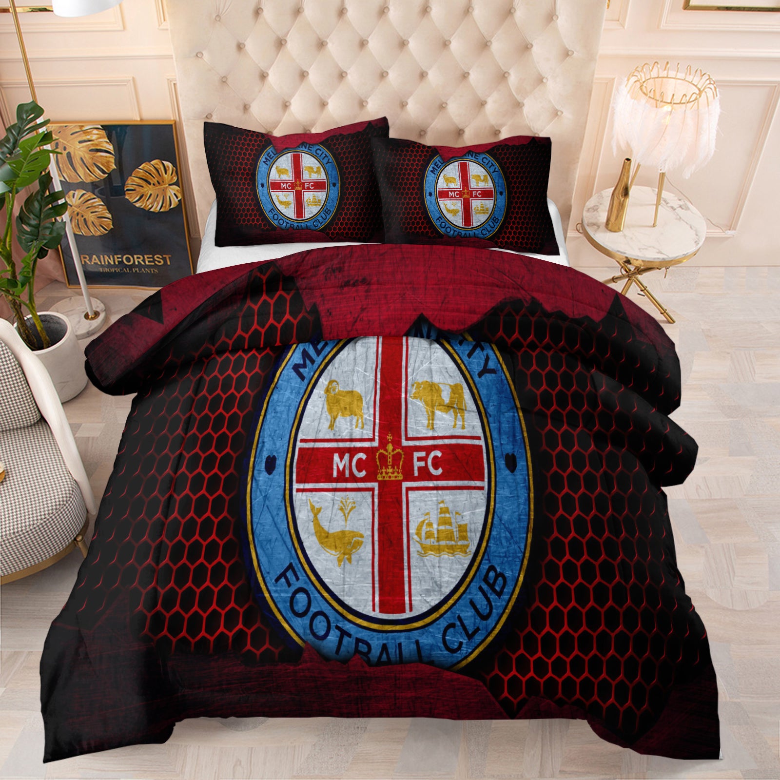 Melbourne City FC Soccer Comforter Pillowcase Sets Blanket All Season Reversible Quilted Duvet