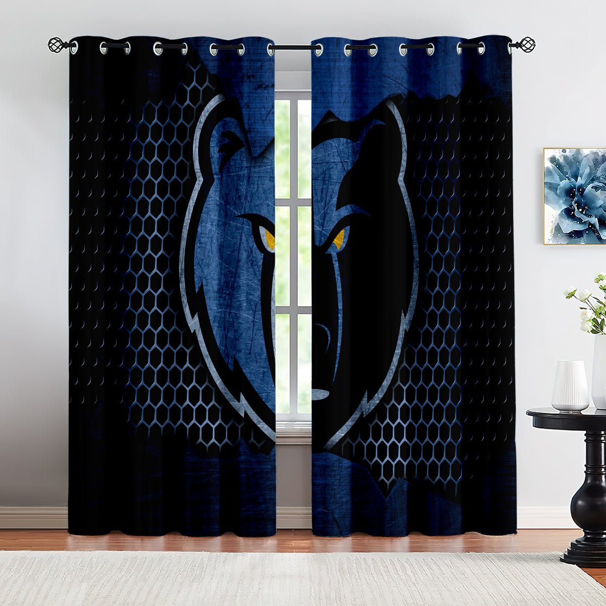 Memphis Basketball Grizzlies Blackout Curtains Drapes For Window Treatment Set