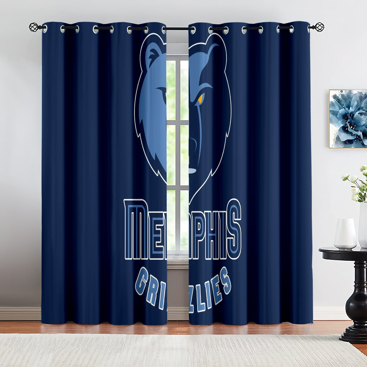 Memphis Basketball Grizzlies Blackout Curtains Drapes For Window Treatment Set