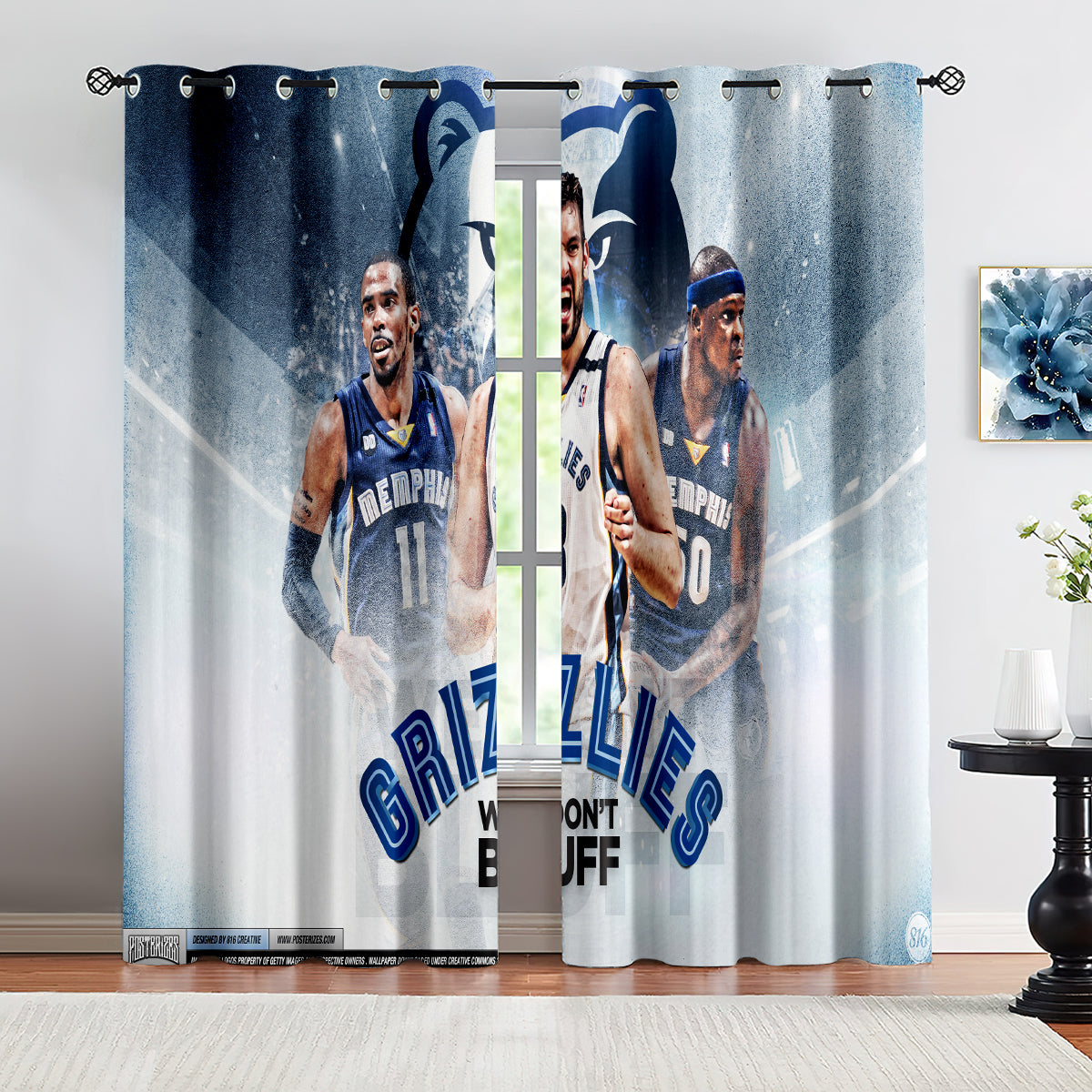 Memphis Basketball Grizzlies Blackout Curtains Drapes For Window Treatment Set