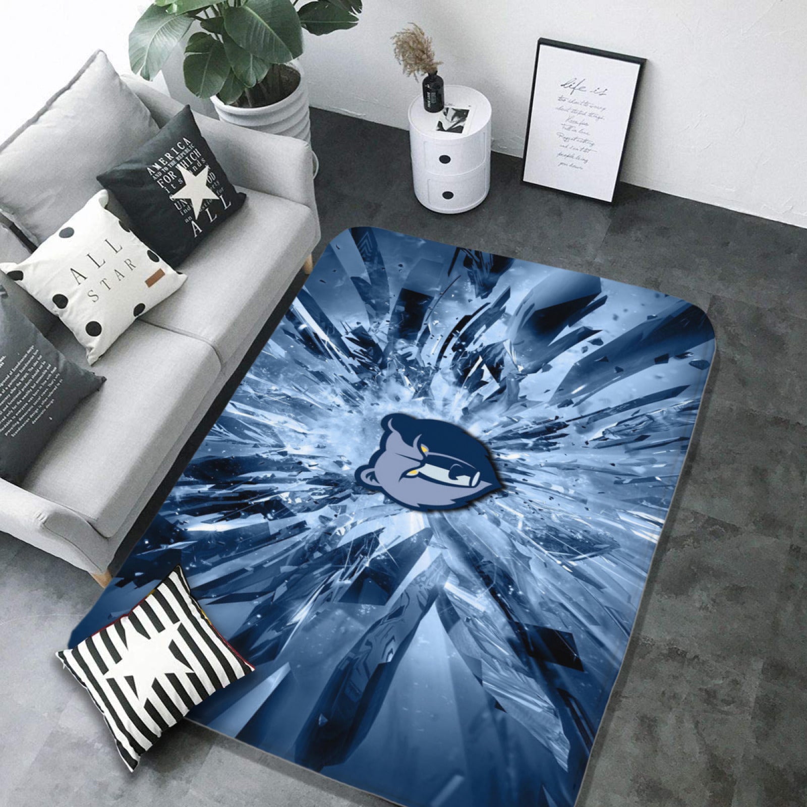 Memphis Basketball Grizzlies Carpet Living Room Bedroom Mats Kitchen Bathroom Rugs