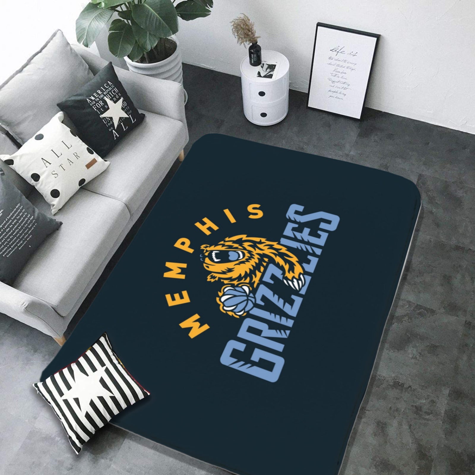 Memphis Basketball Grizzlies Carpet Living Room Bedroom Mats Kitchen Bathroom Rugs