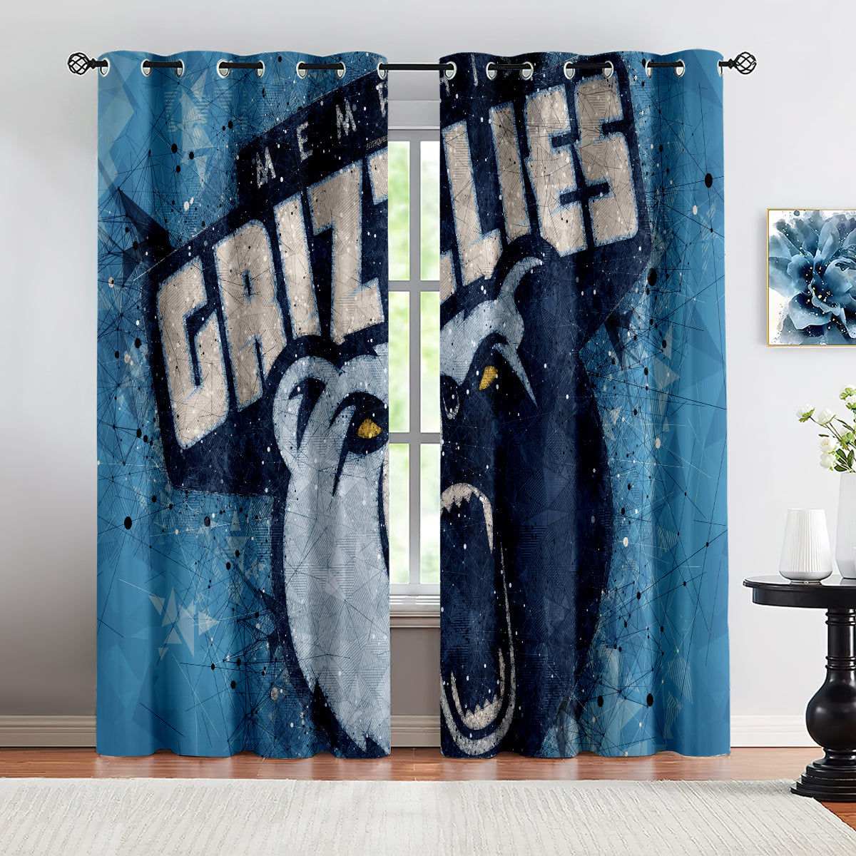 Memphis Basketball Grizzlies Blackout Curtains Drapes For Window Treatment Set