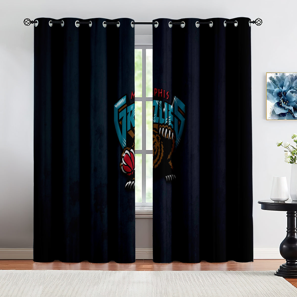 Memphis Basketball Grizzlies Blackout Curtains Drapes For Window Treatment Set