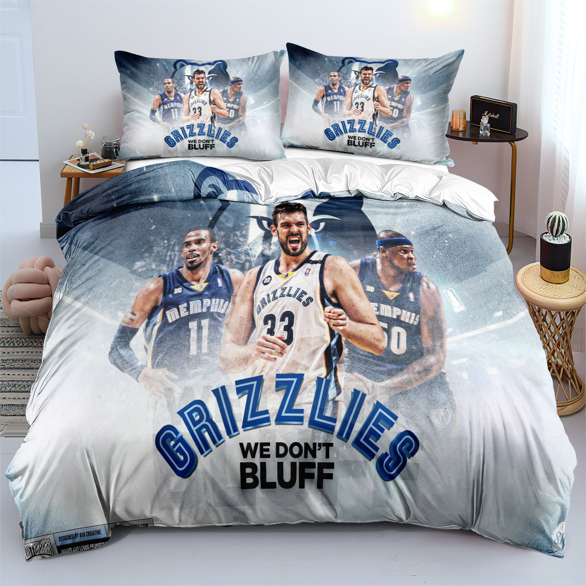 Memphis Basketball Grizzlies Bedding Set Quilt Cover Without Filler
