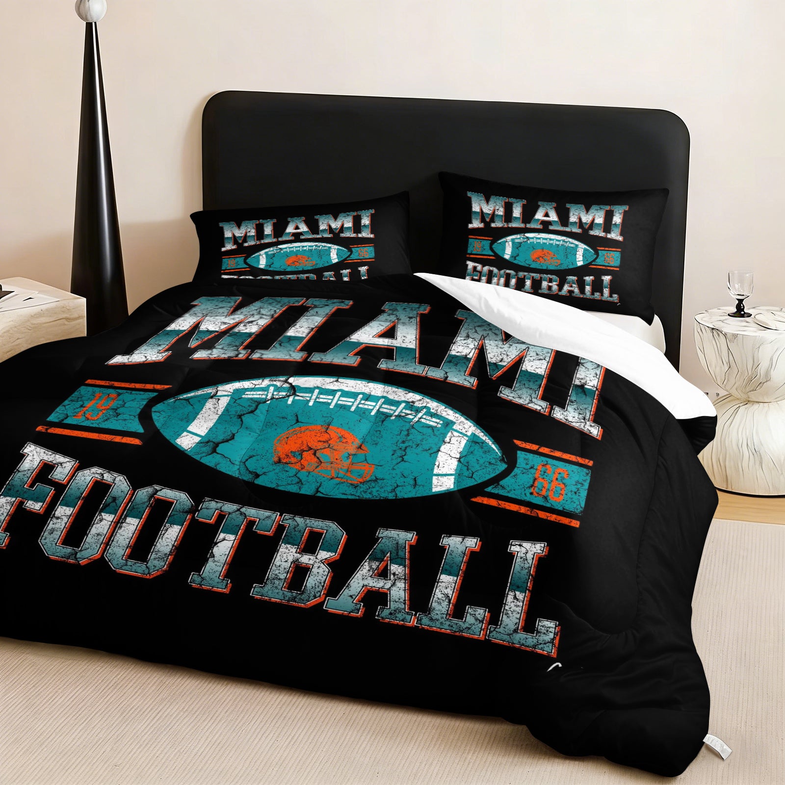 Miami Dolphins Comforter Pillowcase Sets Blanket All Season Reversible Quilted Duvet