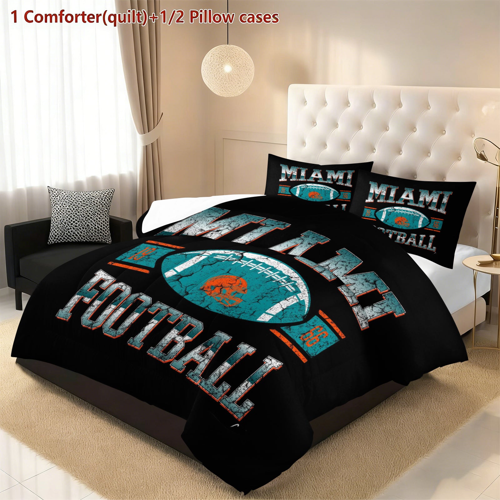 Miami Dolphins Comforter Pillowcase Sets Blanket All Season Reversible Quilted Duvet
