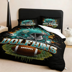 Miami Dolphins Comforter Pillowcase Sets Blanket All Season Reversible Quilted Duvet
