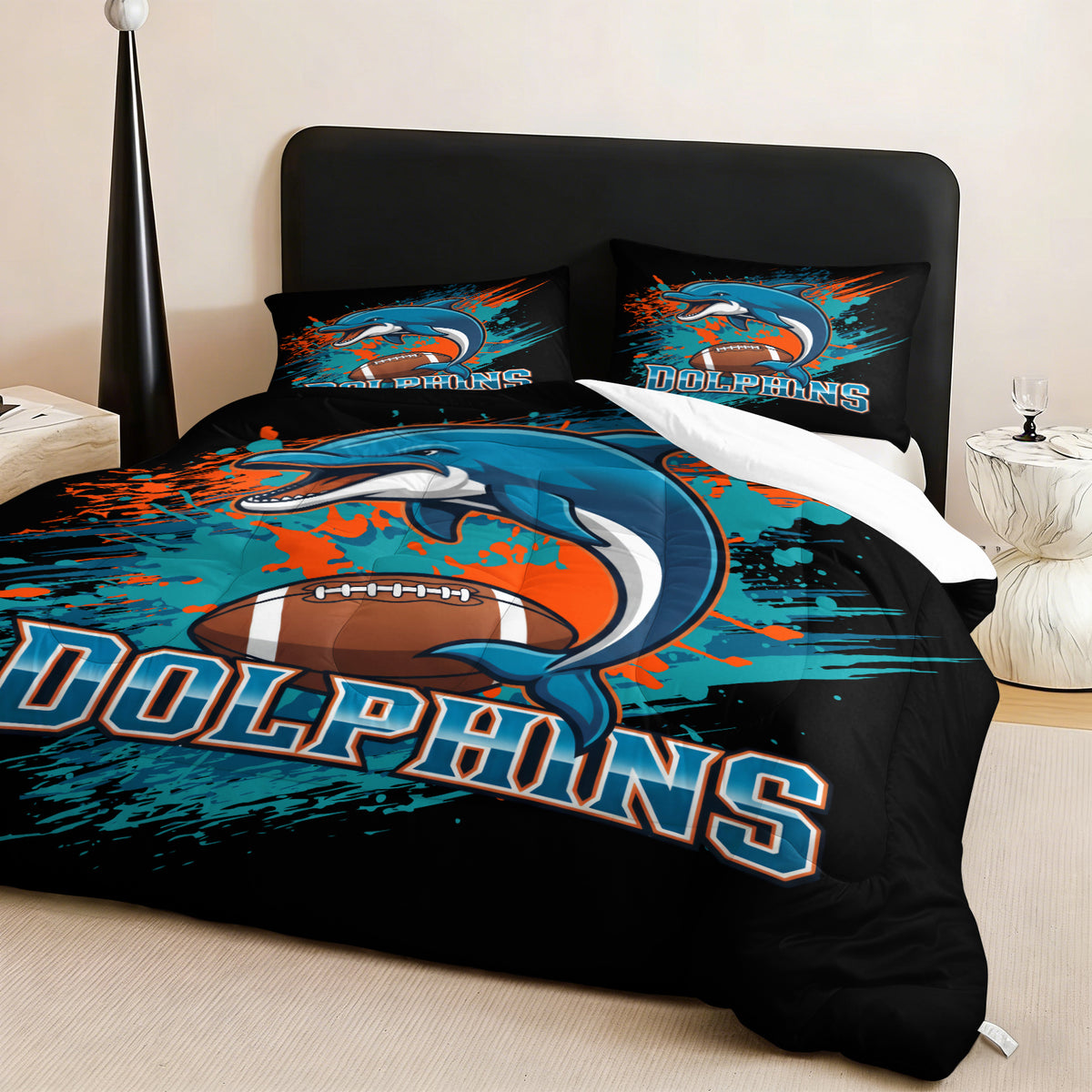 Miami Dolphins Comforter Pillowcase Sets Blanket All Season Reversible Quilted Duvet