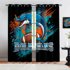 Miami Dolphins Blackout Curtains Drapes For Window Treatment Set