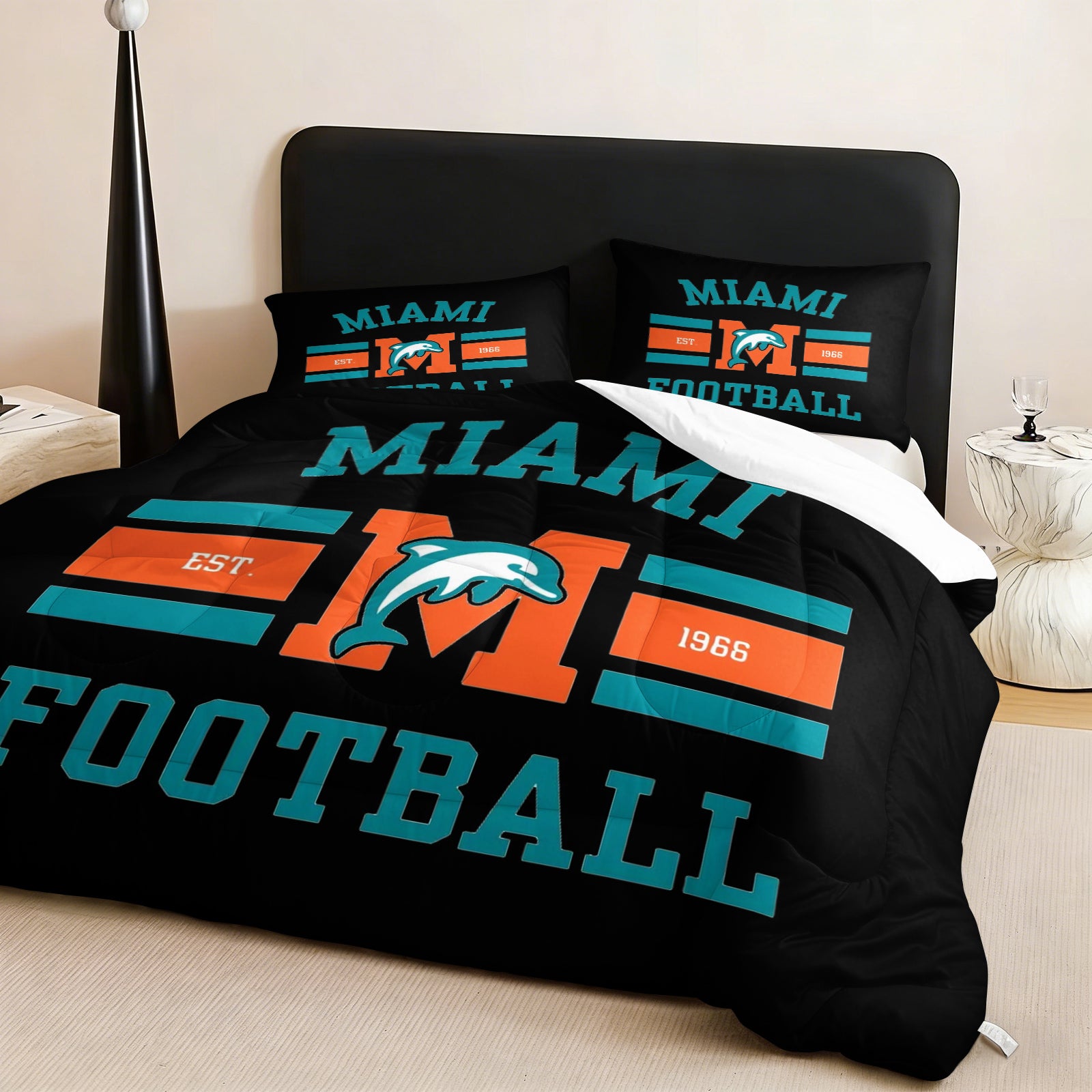 Miami Dolphins Comforter Pillowcase Sets Blanket All Season Reversible Quilted Duvet