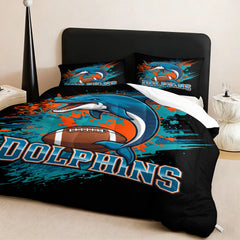 Miami Dolphins Comforter Pillowcase Sets Blanket All Season Reversible Quilted Duvet