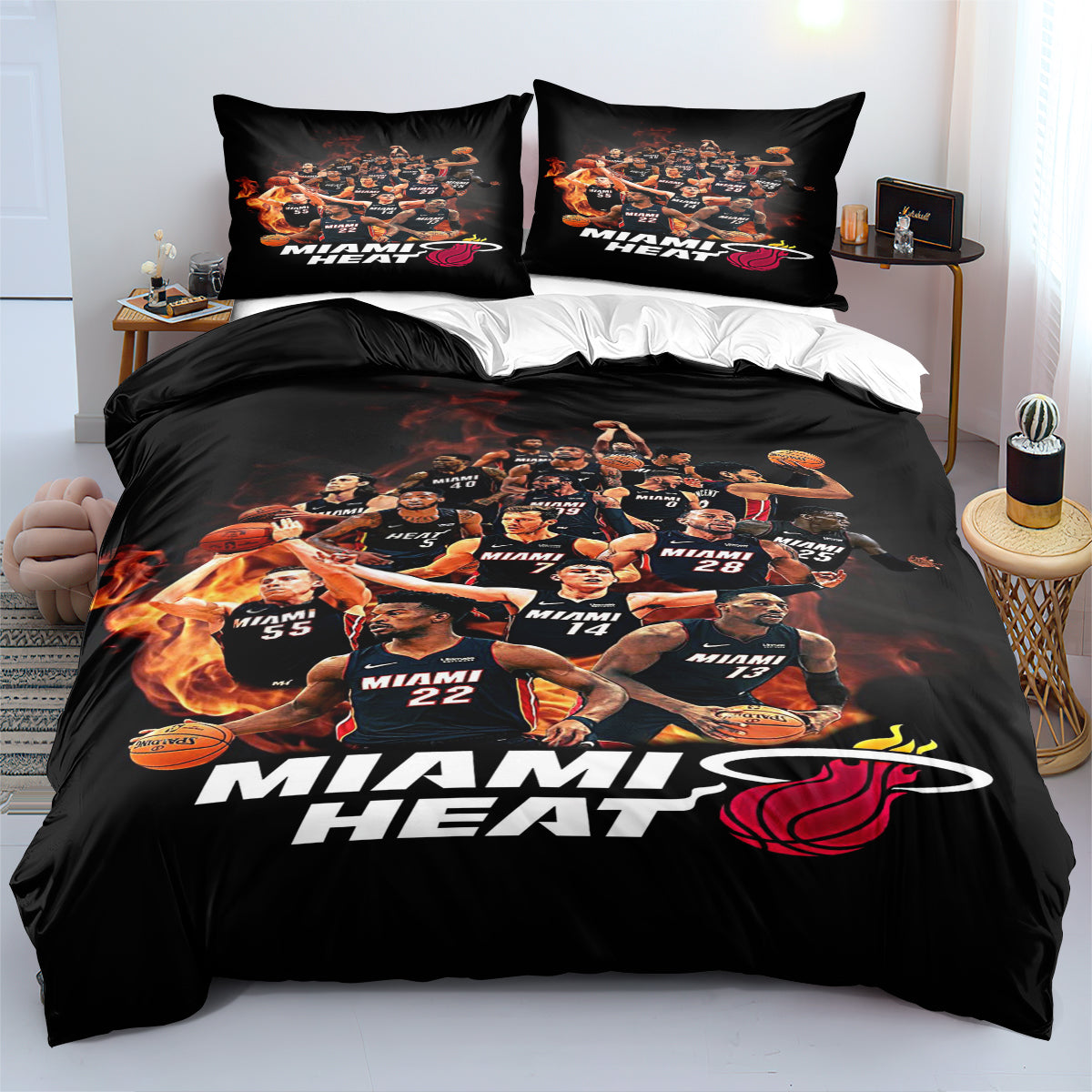 Miami Basketball Heat Bedding Set Quilt Cover Without Filler