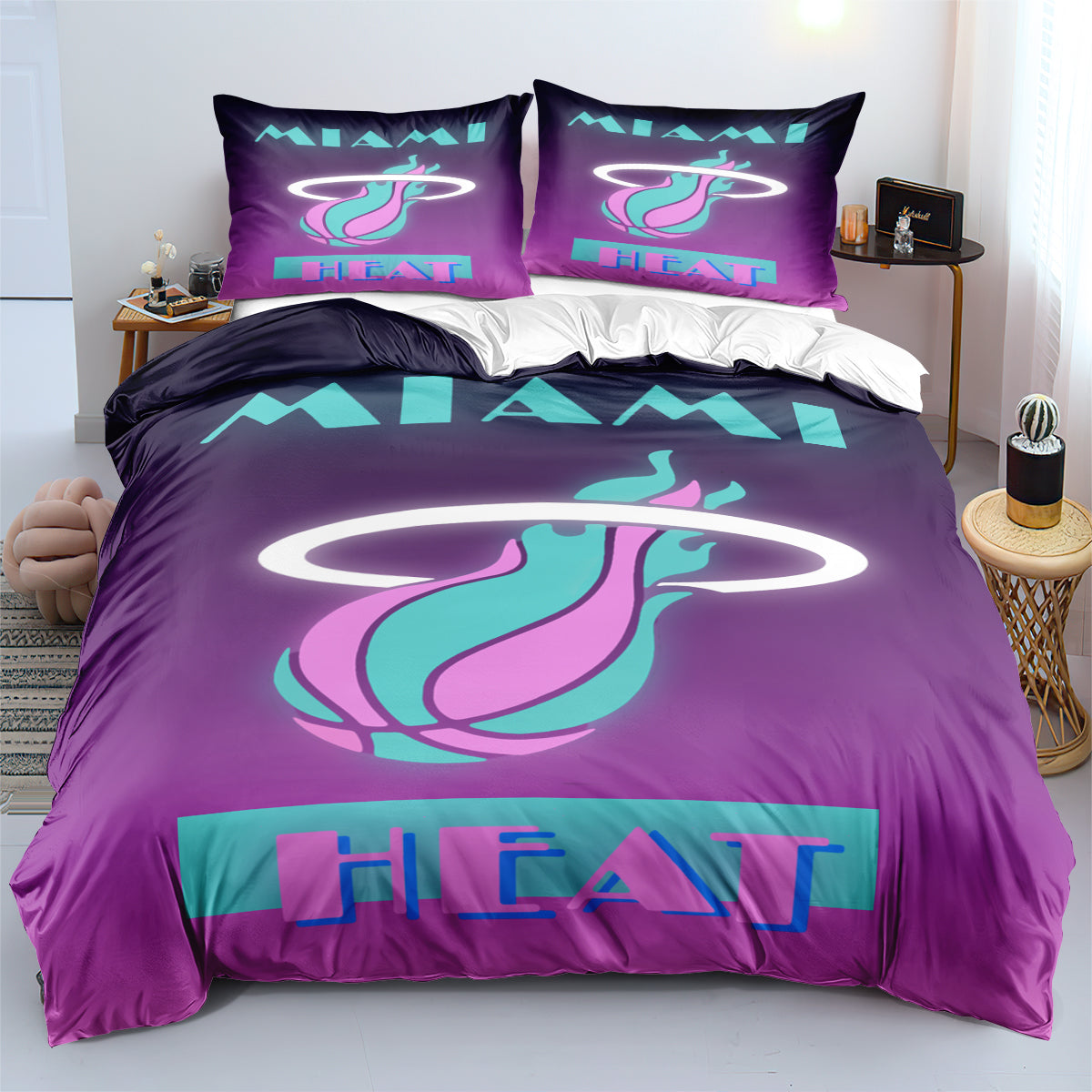 Miami Basketball Heat Bedding Set Quilt Cover Without Filler