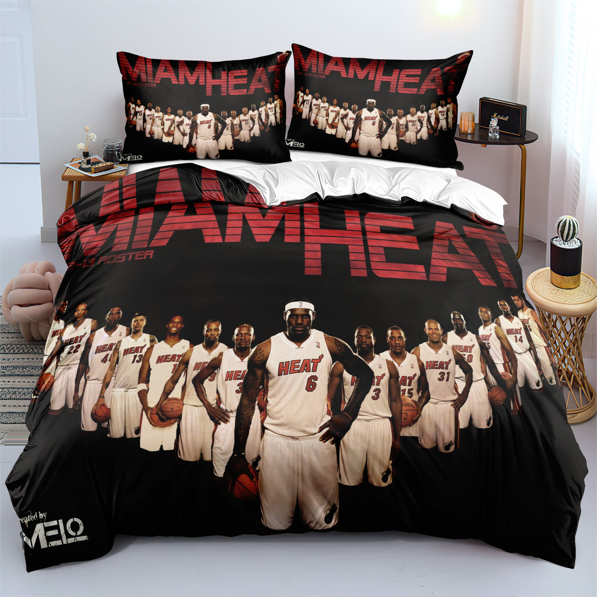 Miami Basketball Heat Bedding Set Quilt Cover Without Filler