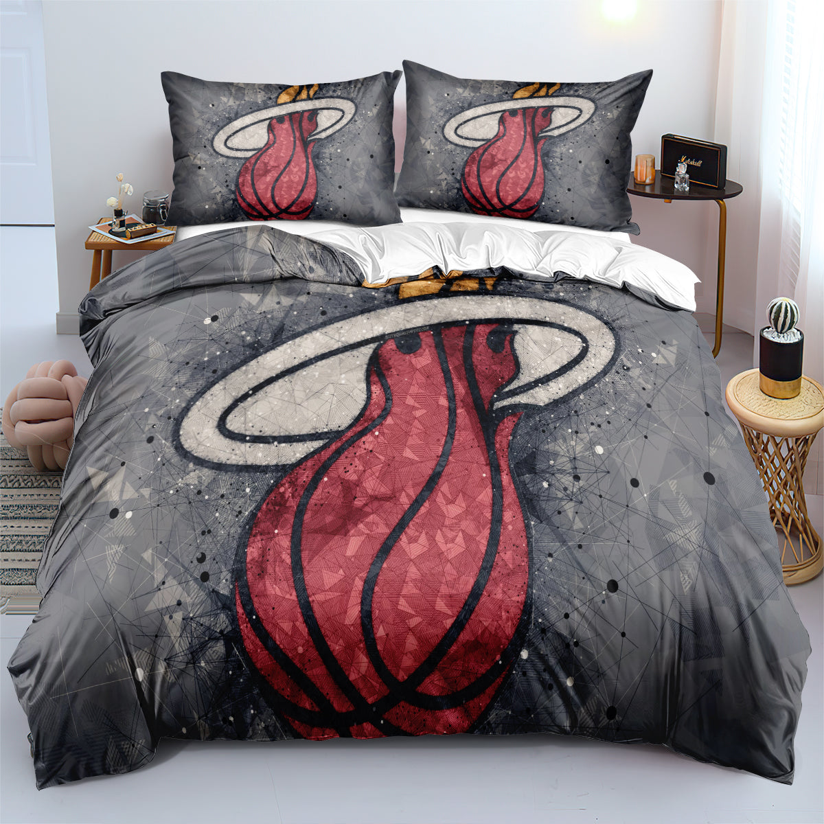Miami Basketball Heat Bedding Set Quilt Cover Without Filler