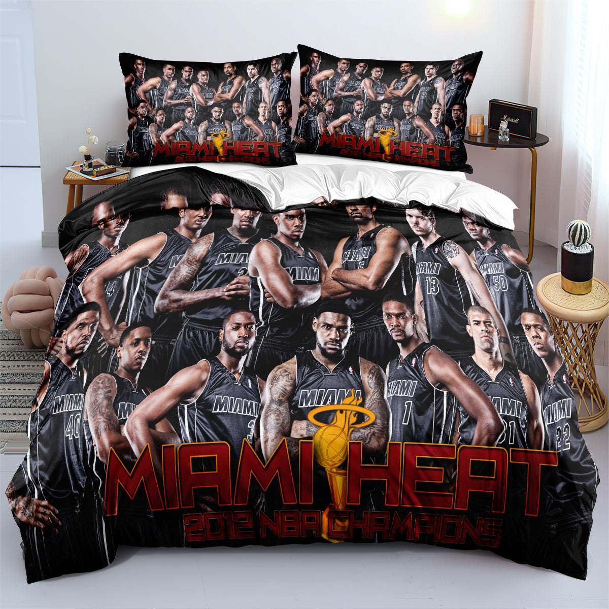 Miami Basketball Heat Bedding Set Quilt Cover Without Filler