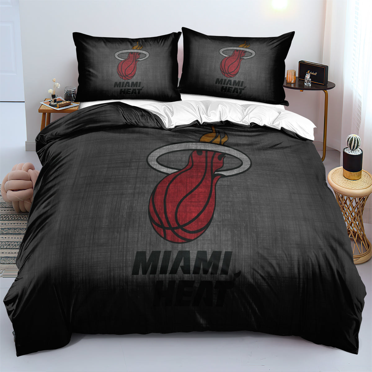 Miami Basketball Heat Bedding Set Quilt Cover Without Filler