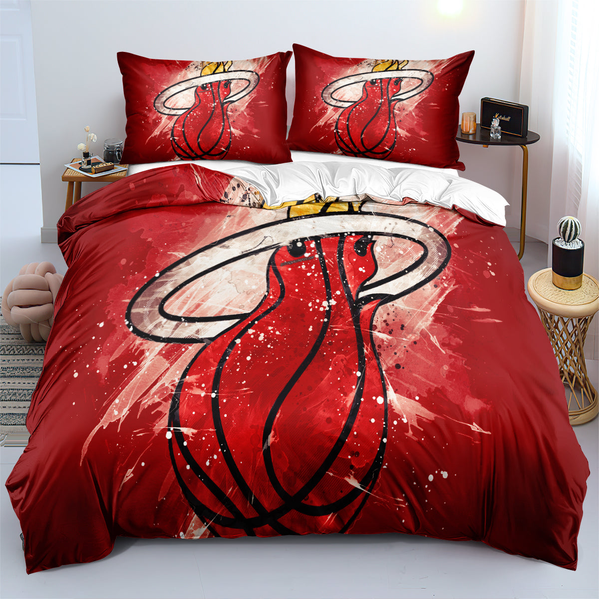 Miami Basketball Heat Bedding Set Quilt Cover Without Filler