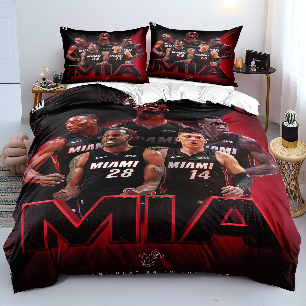 Miami Basketball Heat Bedding Set Quilt Cover Without Filler