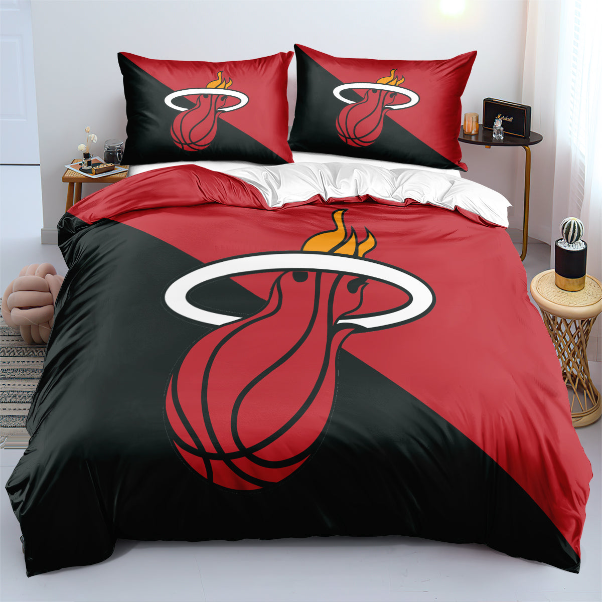 Miami Basketball Heat Bedding Set Quilt Cover Without Filler