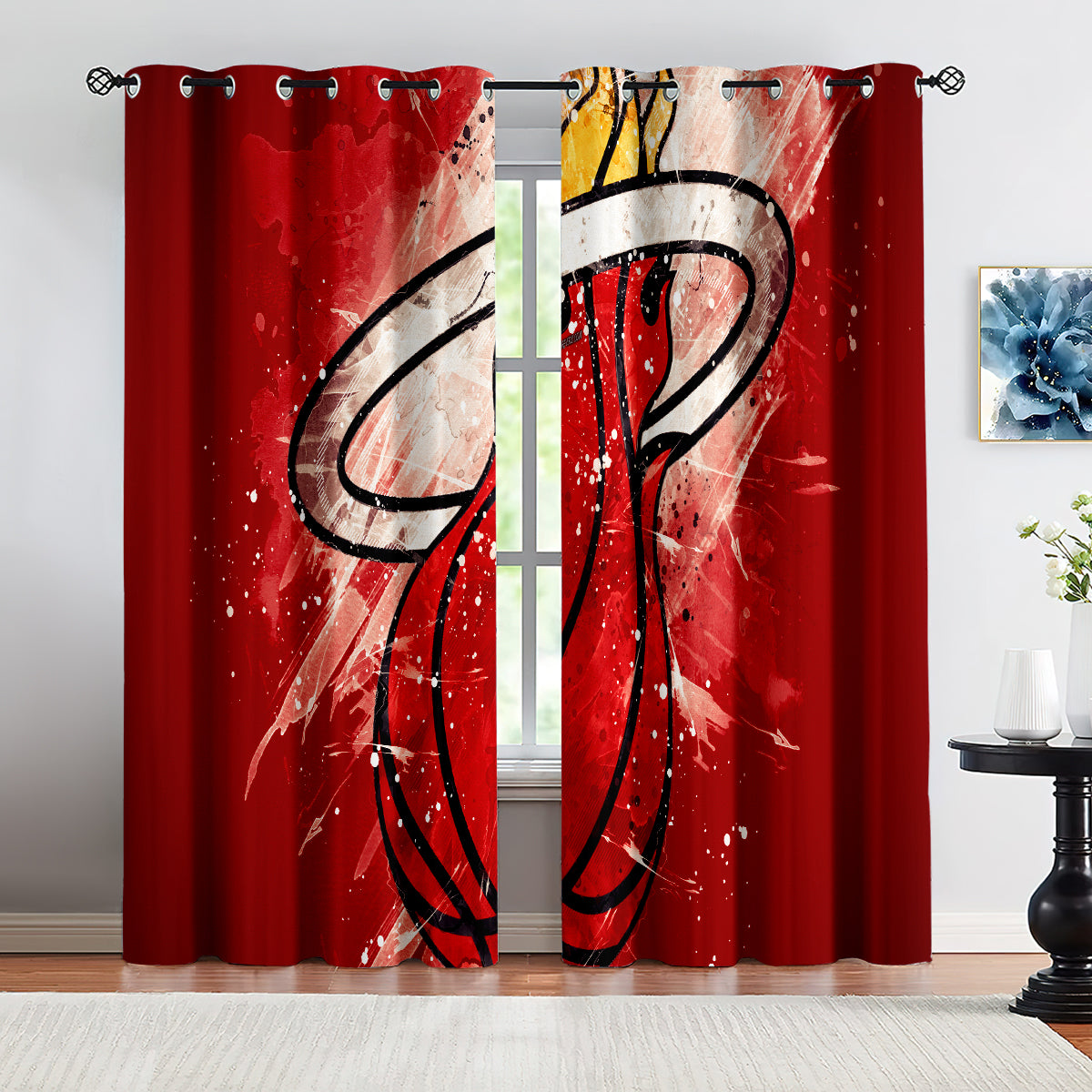 Miami Basketball Heat Blackout Curtains Drapes For Window Treatment Set