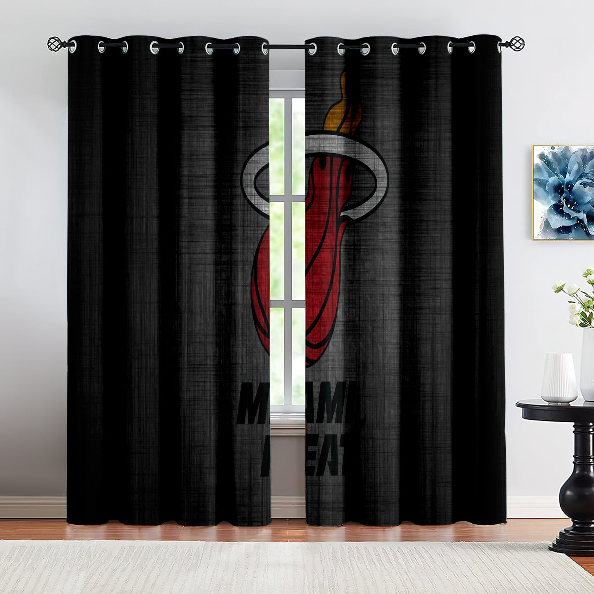 Miami Basketball Heat Blackout Curtains Drapes For Window Treatment Set