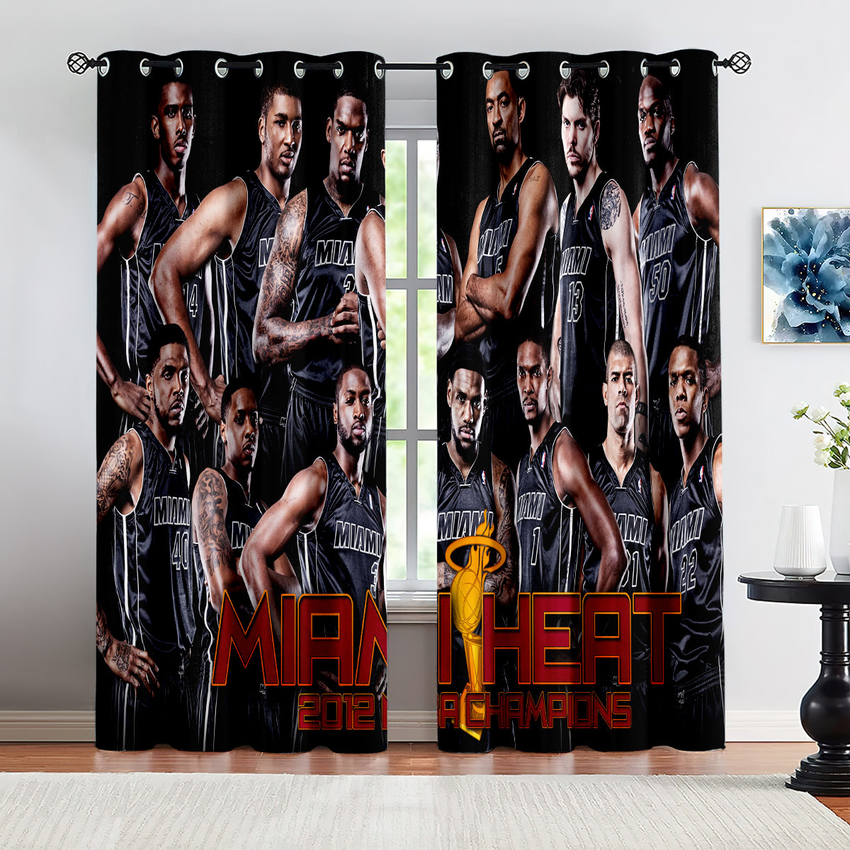 Miami Basketball Heat Blackout Curtains Drapes For Window Treatment Set