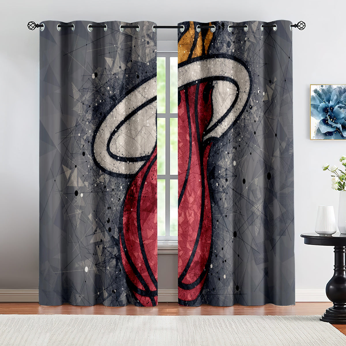 Miami Basketball Heat Blackout Curtains Drapes For Window Treatment Set