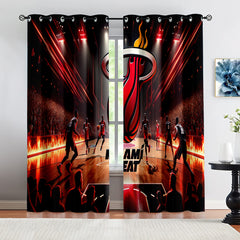 Miami Basketball Heat Blackout Curtains Drapes For Window Treatment Set