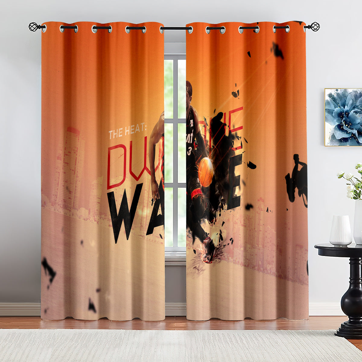 Miami Basketball Heat Blackout Curtains Drapes For Window Treatment Set