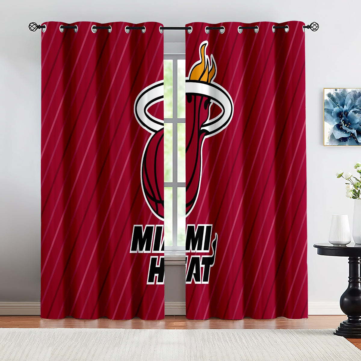 Miami Basketball Heat Blackout Curtains Drapes For Window Treatment Set