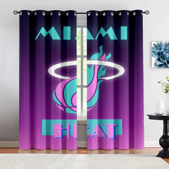 Miami Basketball Heat Blackout Curtains Drapes For Window Treatment Set