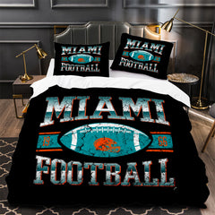 Miami Dolphins Football Duvet Cover Quilt Case Pillowcase Bedding Set Without Filler