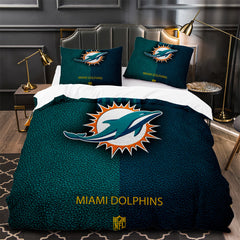 Miami Dolphins Football Duvet Cover Quilt Case Pillowcase Bedding Set Without Filler