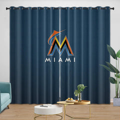 Miami Marlins Blackout Curtain for Living Room Bedroom Window Treatment