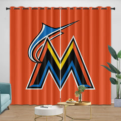 Miami Marlins Blackout Curtain for Living Room Bedroom Window Treatment
