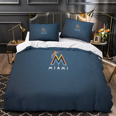 Miami Marlins Duvet Cover Quilt Case Pillowcase Bedding Set Without Filler