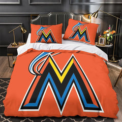 Miami Marlins Duvet Cover Quilt Case Pillowcase Bedding Set Without Filler