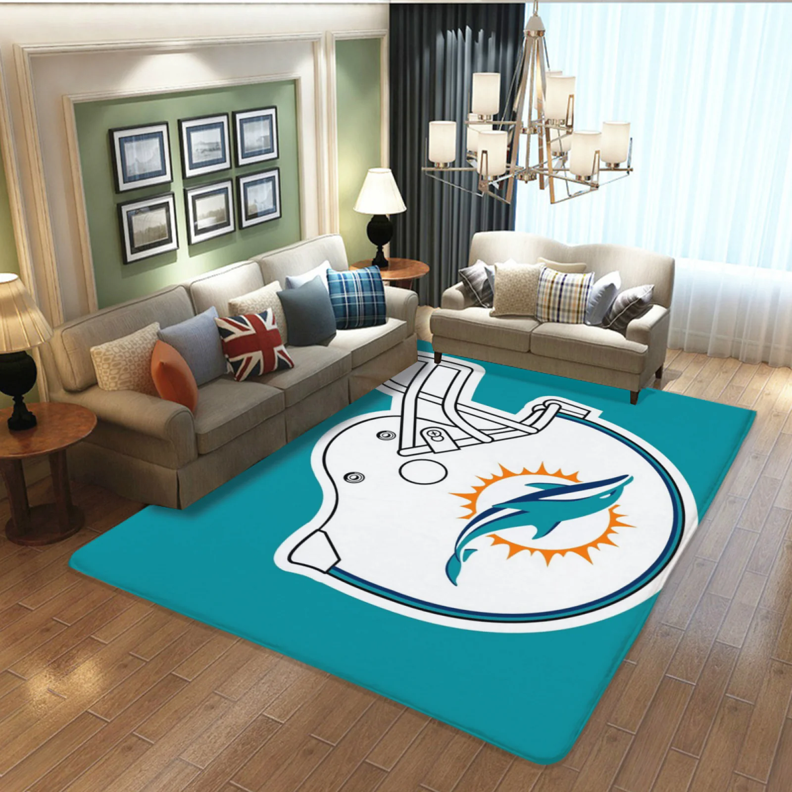 Miami Dolphins Football Team Carpet Living Room Bedroom Mats Kitchen Bathroom Rugs