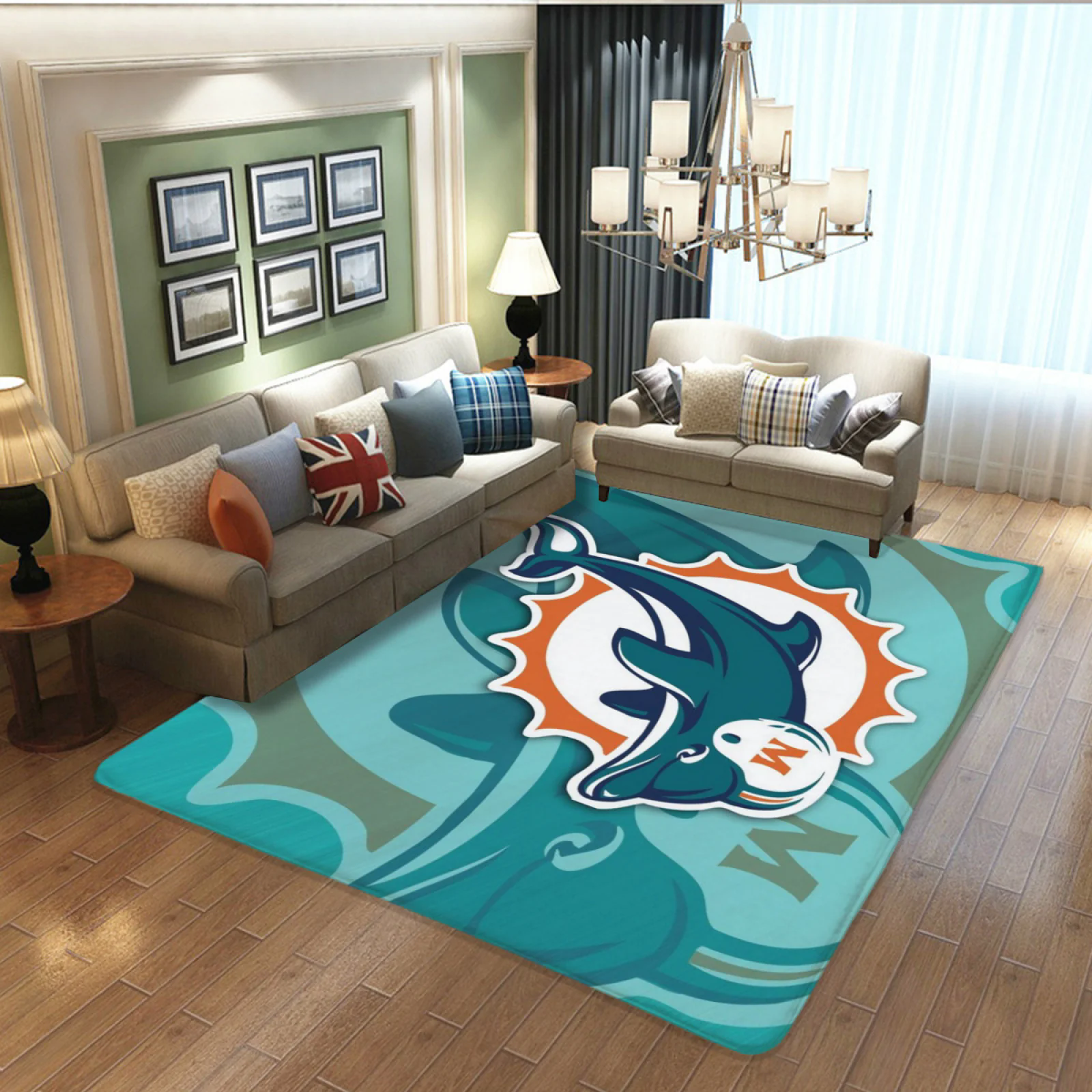 Miami Dolphins Football Team Carpet Living Room Bedroom Mats Kitchen Bathroom Rugs