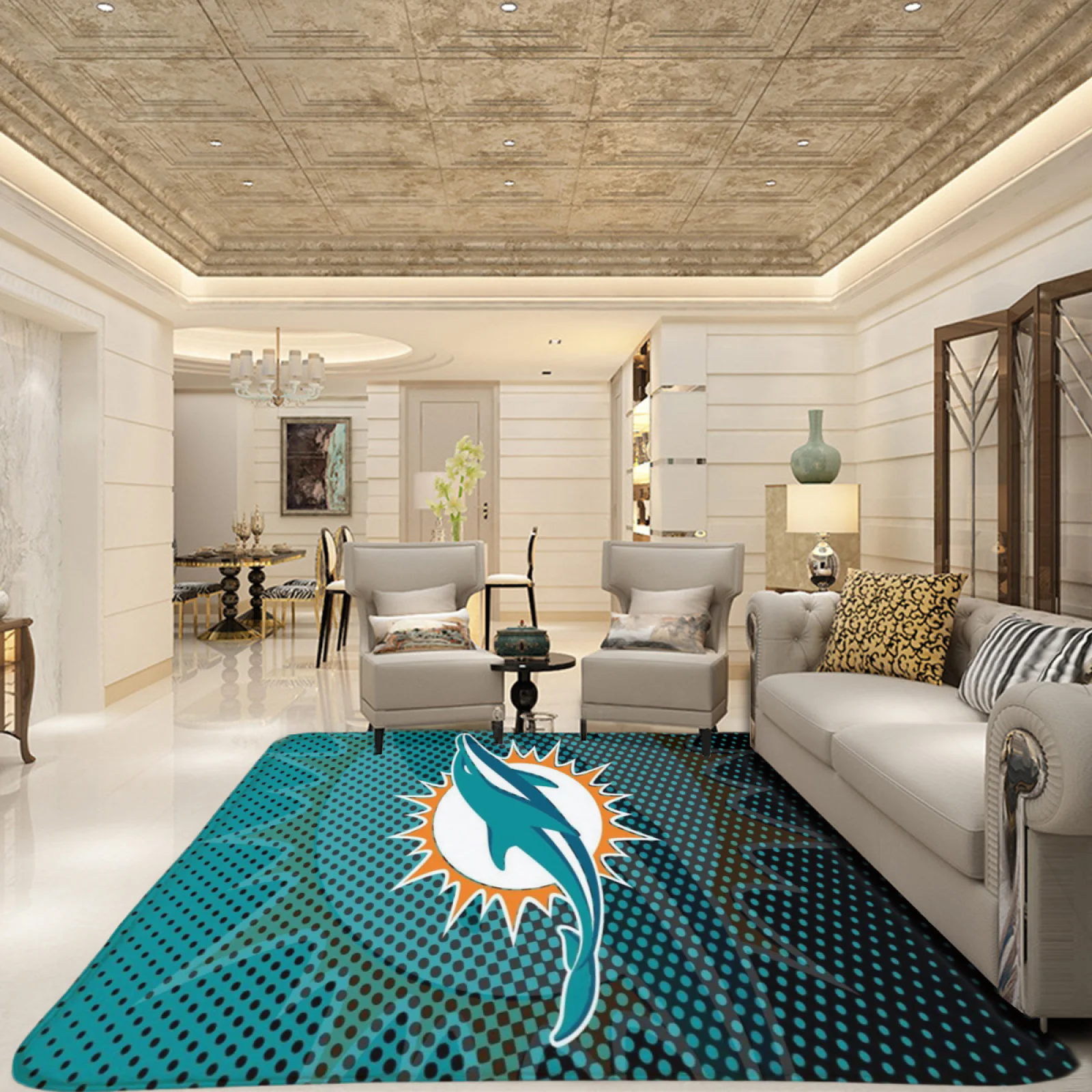 Miami Dolphins Football Team Carpet Living Room Bedroom Mats Kitchen Bathroom Rugs