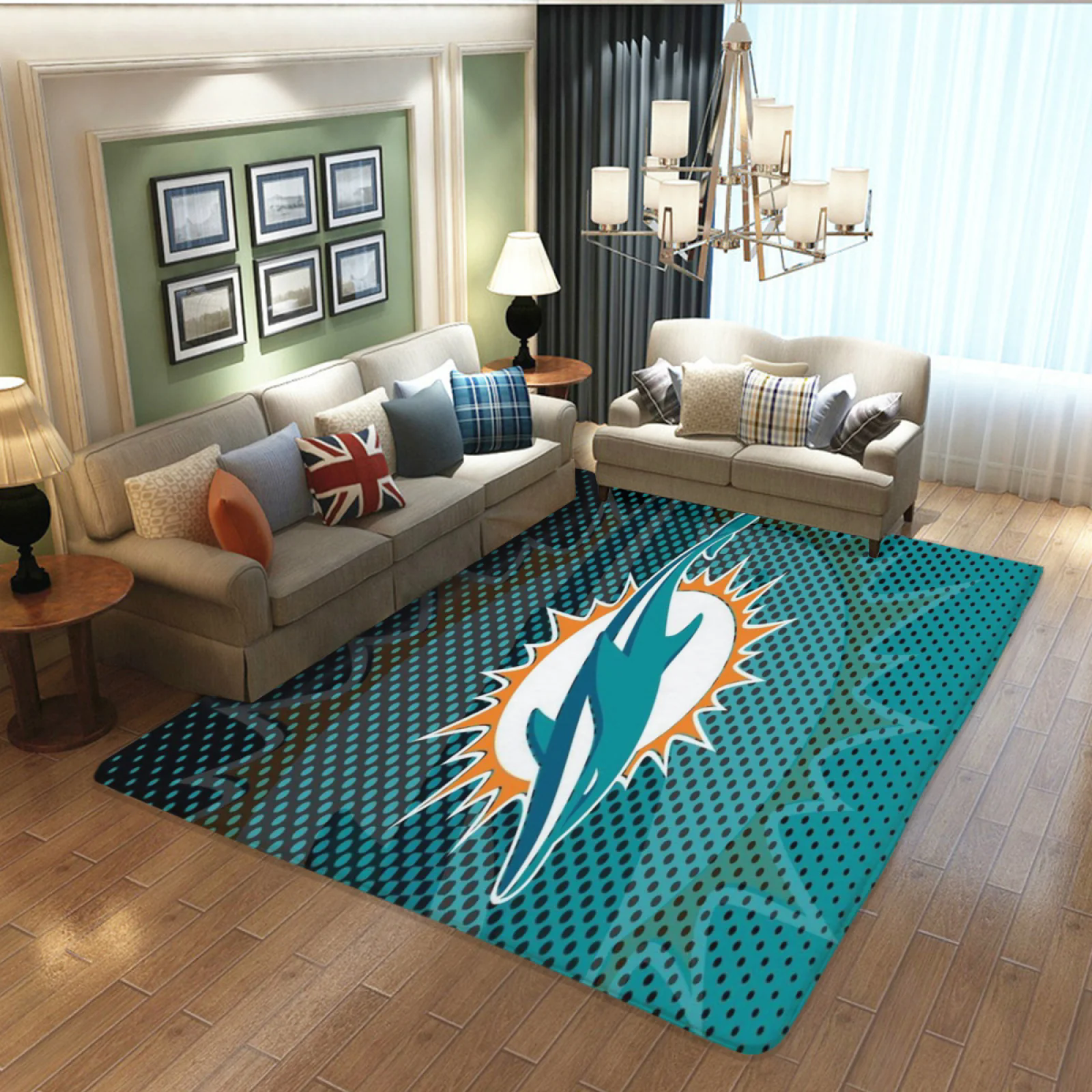 Miami Dolphins Football Team Carpet Living Room Bedroom Mats Kitchen Bathroom Rugs