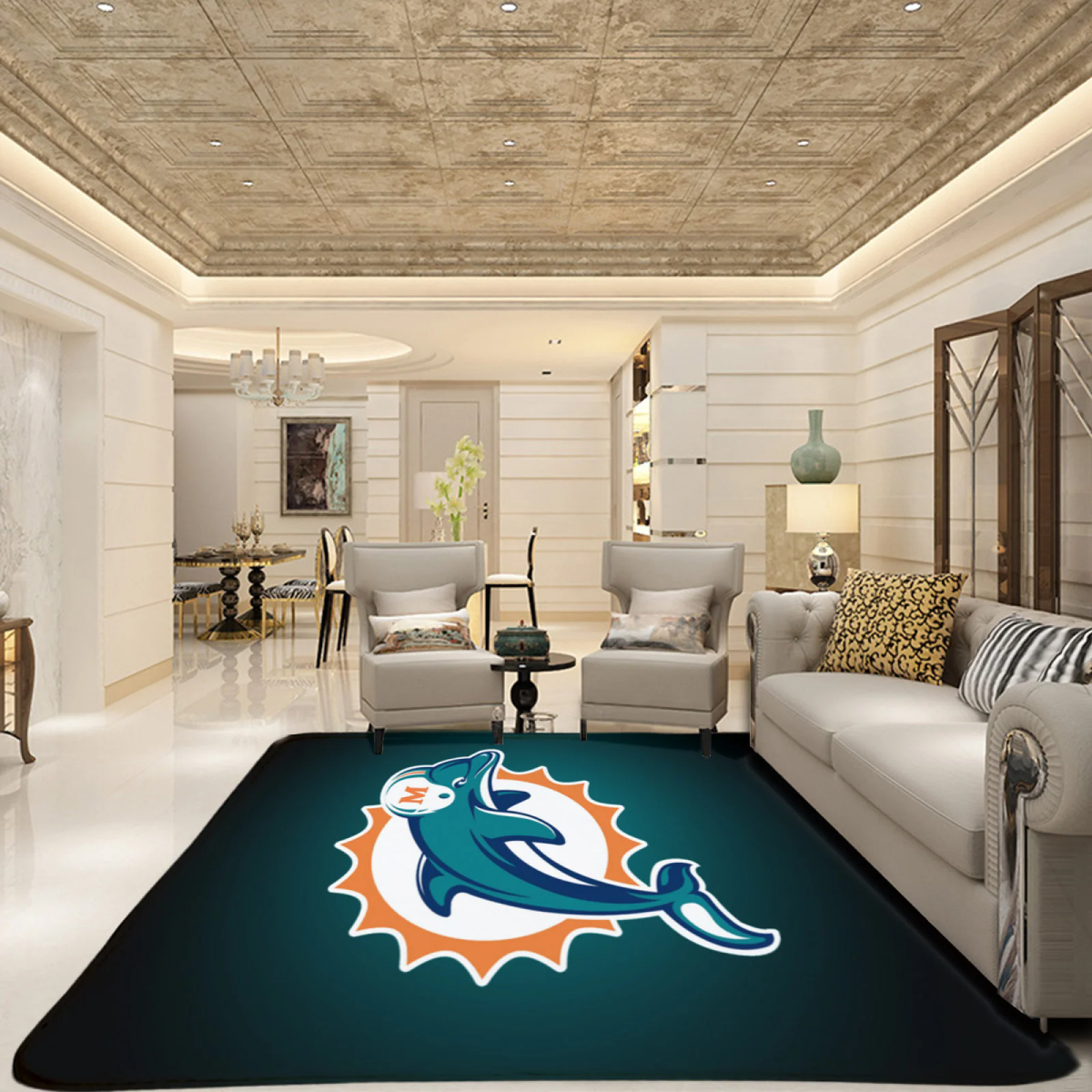 Miami Dolphins Football Team Carpet Living Room Bedroom Mats Kitchen Bathroom Rugs